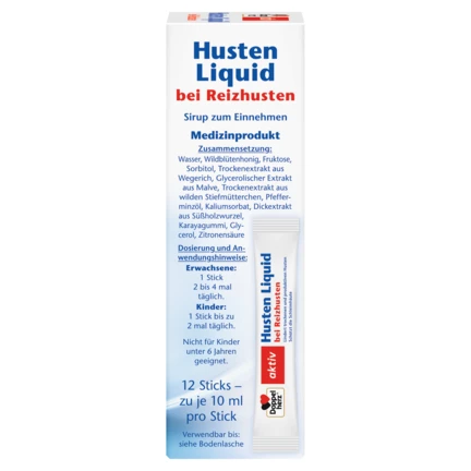 Abbildung der Produktverpackung Doppelherz aktiv Husten Liquid Seitenansicht rechts